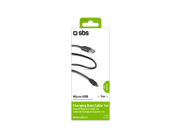 SBS - Micro-USB / USB Kábel (1m), fekete