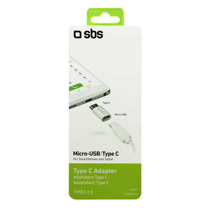 SBS - Adapter Micro-USB / USB-C, fehér