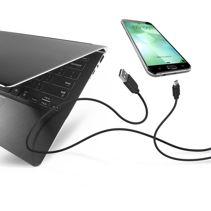 SBS - Micro-USB / USB Kábel (2m), fekete