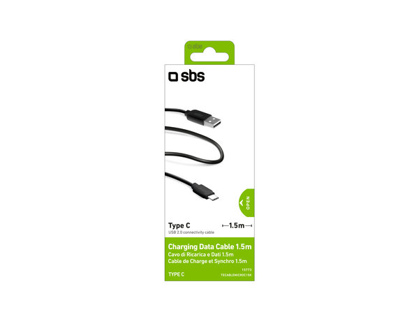 SBS - USB-C / USB Kábel (1.5m), fekete