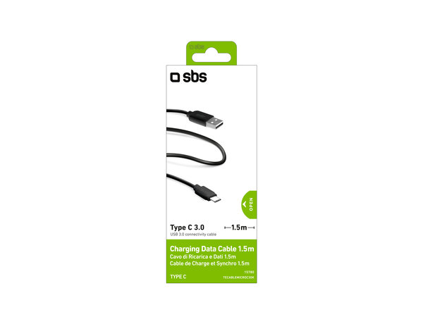 SBS - USB-C / USB Kábel (1.5m), fekete