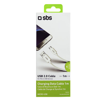 SBS - Micro-USB / USB Kábel (1m), fehér