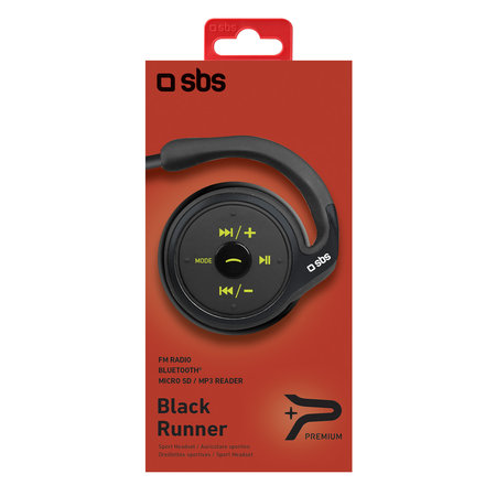 SBS - Fekete Runner sport Bluetooth fejhallgató, fekete