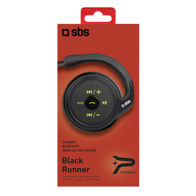 SBS - Fekete Runner sport Bluetooth fejhallgató, fekete