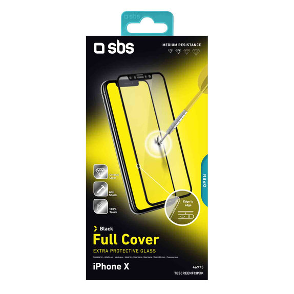 SBS - Edzett Üveg Full Cover - iPhone X, XS és 11 Pro, fekete