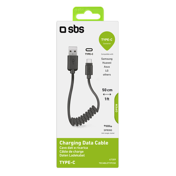 SBS - USB-C / USB Kábel (0.5m), fekete