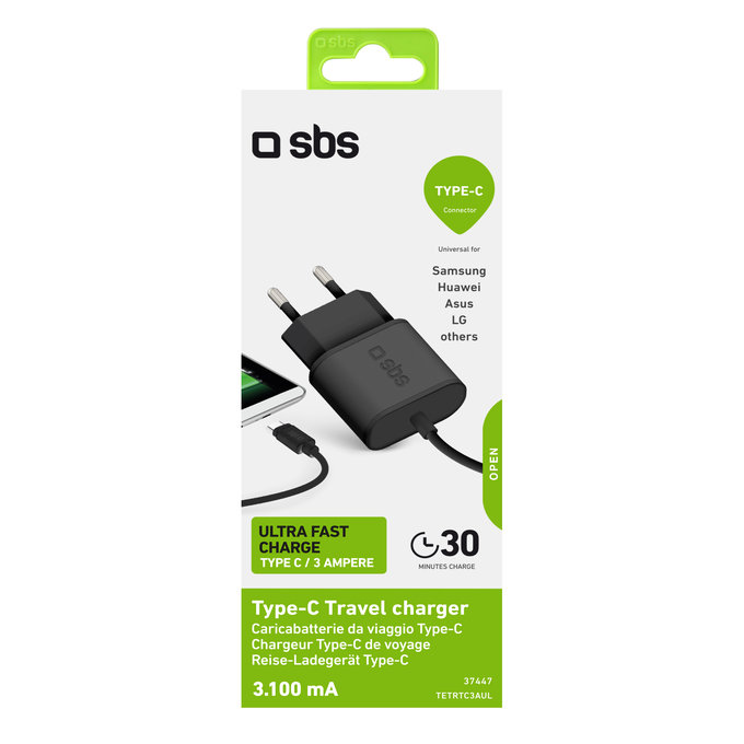 SBS - 10W Töltőadapter ét USB-C, fekete