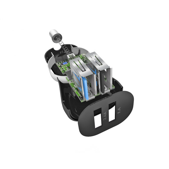 SBS - Autó Töltő 2x USB, 2.4A, fekete