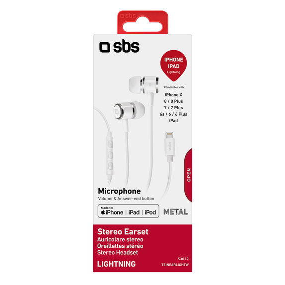 SBS - Fejhallgató mikrofonnal, Lightning, fehér