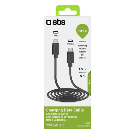 SBS - USB-C / USB-C Kábel (1.5m), fekete