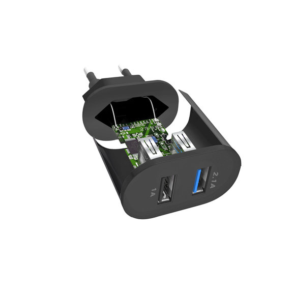 SBS - 10W Töltőadapter 2x USB, fekete