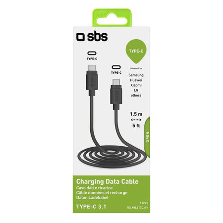 SBS - USB-C / USB-C Kábel (1.5m), fekete