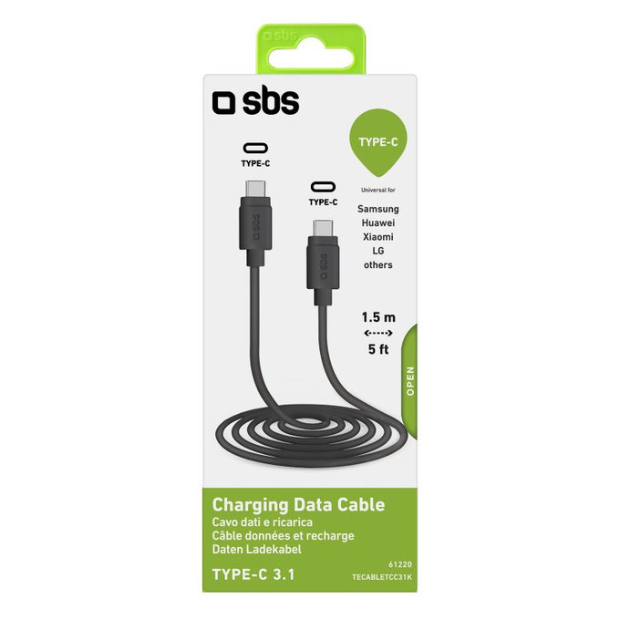 SBS - USB-C / USB-C Kábel (1.5m), fekete