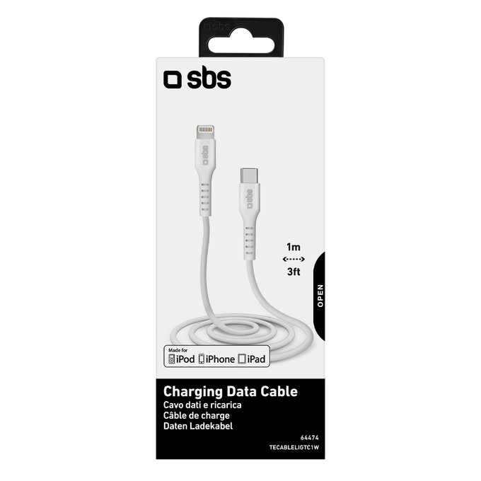 SBS - Lightning / USB-C Kábel (1m), fehér