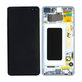 Samsung Galaxy S10 Plus G975F - LCD Kijelző + Érintőüveg + Keret (Prism Blue) - GH82-18849C, GH82-18834C Genuine Service Pack