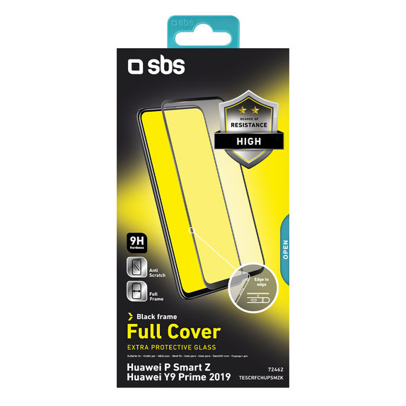 SBS - Edzett Üveg Full Cover - Huawei P Smart Z, Y9 Prime 2019, fekete