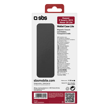 SBS - Ügy Book - Honor 20 Lite/Huawei P Smart+ 2019, fekete