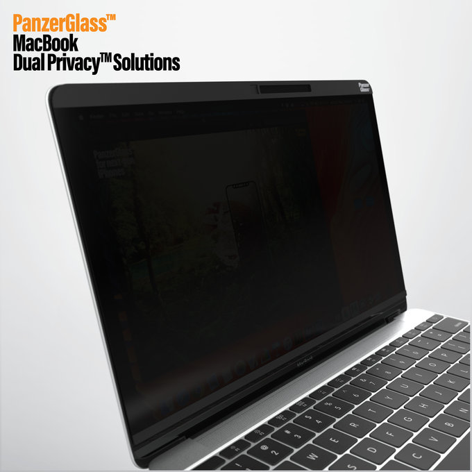 PanzerGlass - edzett üveg kettős adatvédelem 12 '' MacBook, fekete