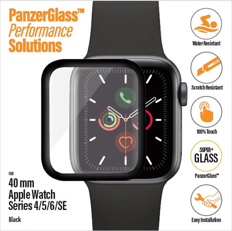 PanzerGlass - Edzett üveg Full Silicone - Apple Watch Series 4, 5, 6, SE (1st gen) és SE (2nd gen) 40mm, fekete