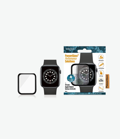 PanzerGlass - Edzett üveg Full Silicone - Apple Watch Series 4, 5, 6, SE (1st gen) és SE (2nd gen) 44mm, fekete