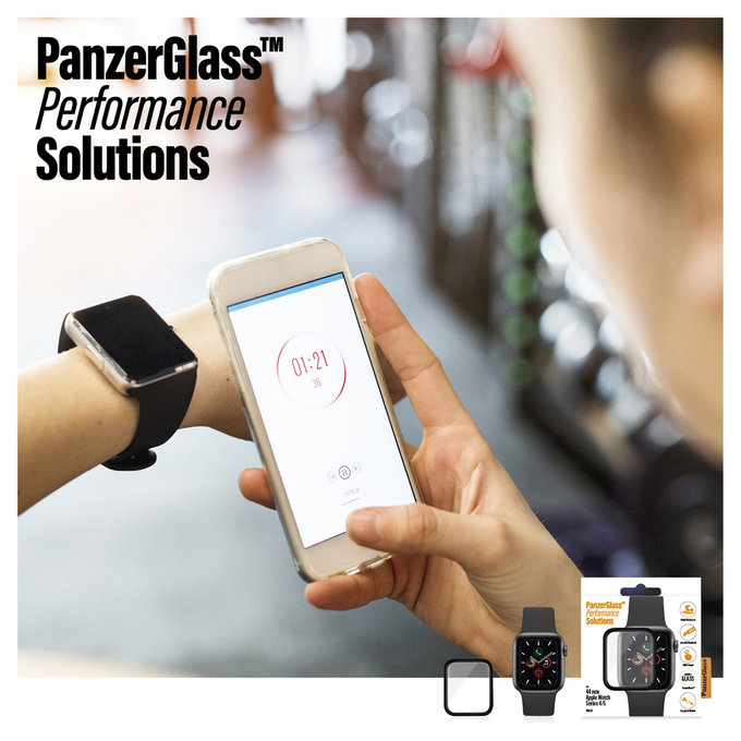 PanzerGlass - Edzett üveg Full Silicone - Apple Watch Series 4, 5, 6, SE (1st gen) és SE (2nd gen) 44mm, fekete