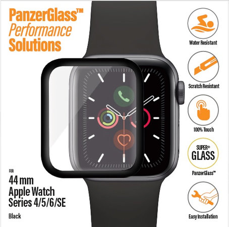 PanzerGlass - Edzett üveg Full Silicone - Apple Watch Series 4, 5, 6, SE (1st gen) és SE (2nd gen) 44mm, fekete