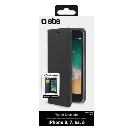 SBS - Tok Book Wallet Lite - iPhone 6, 6s, 7, 8, SE 2020 és SE 2022, fekete