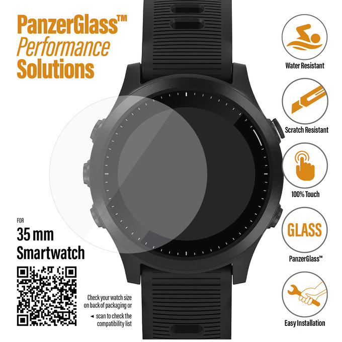PanzerGlass - edzett üveg Lapos üveg a Garmin SmartWatch 35 mm-hez, átlátszó
