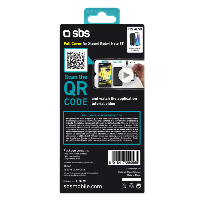 SBS - Edzett Üveg Full Cover - Xiaomi Redmi Note 8T, fekete