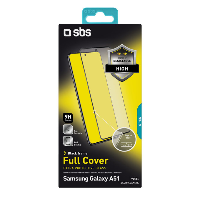 SBS - Edzett Üveg Full Cover - Samsung Galaxy A51, A52 és A52 5G, fekete