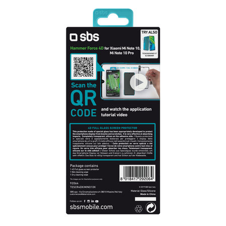 SBS - Edzett Üveg 4D Full Glass - Xiaomi Mi Note 10, Mi Note 10 Pro, fekete