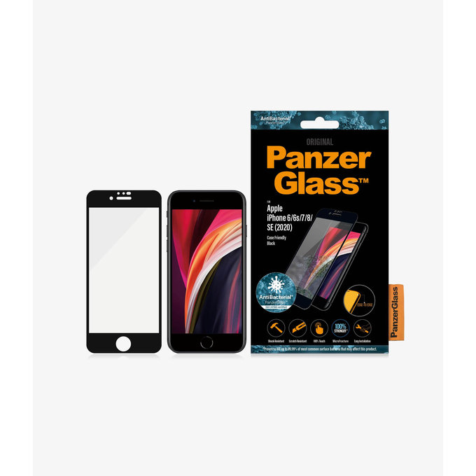 PanzerGlass - Edzett Üveg Case Friendly AB - iPhone 6, 6s, 7, 8, SE 2020 és SE 2022, fekete
