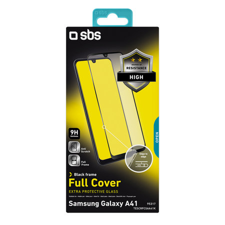 SBS - Edzett Üveg Full Cover - Samsung Galaxy A41, fekete