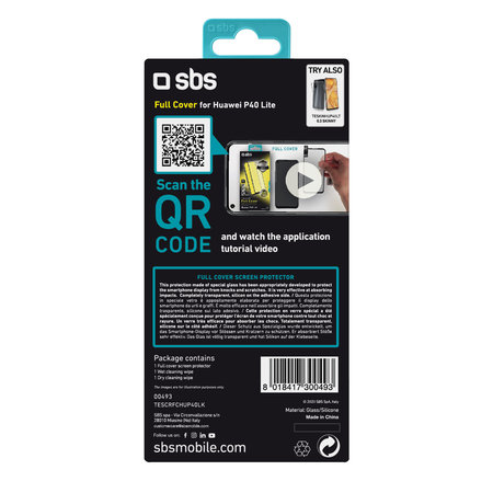 SBS - Edzett Üveg Full Cover - Huawei P40 Lite, fekete