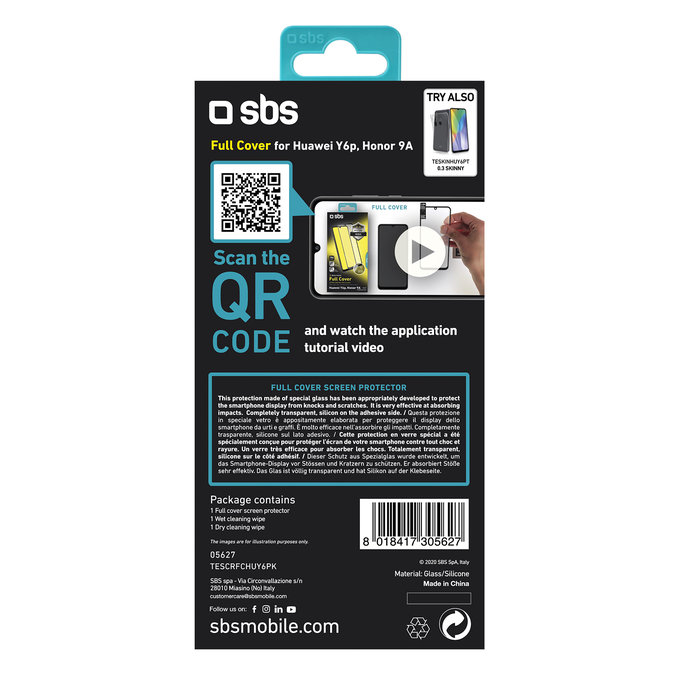 SBS - Edzett Üveg Full Cover - Huawei Y6p, fekete