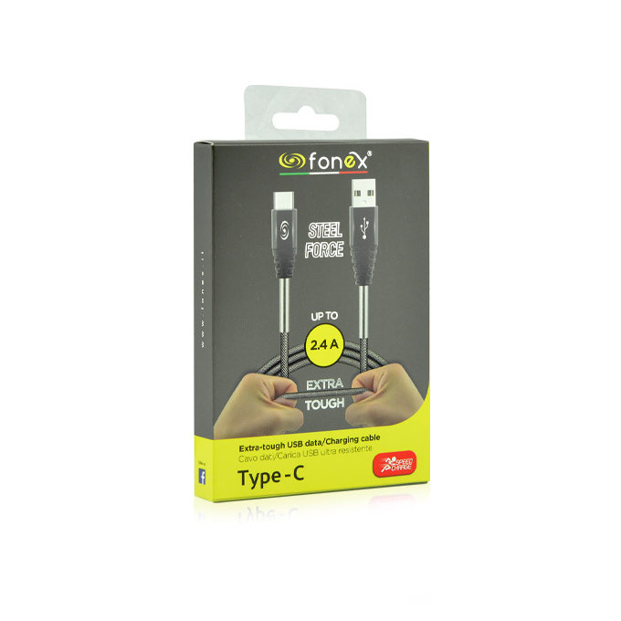 Fonex - Kábel - USB / USB-C (1m), szürke