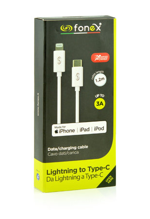 Fonex - Lightning / USB MFI Kábel (2m), fehér