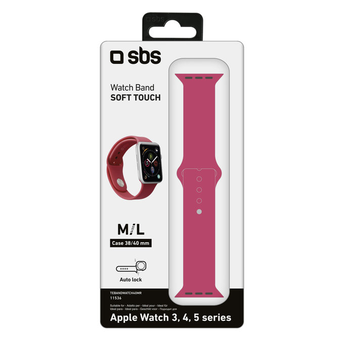 SBS - karkötő 40 mm-es Apple Watchhoz, M / L méret, piros