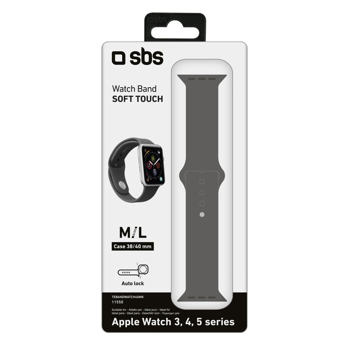 SBS - karkötő 40 mm-es Apple Watchhoz, M / L méret, fekete