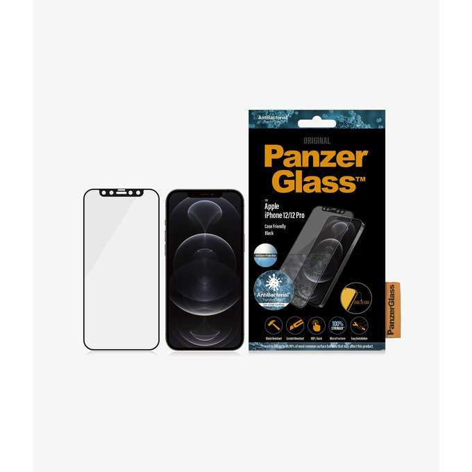 PanzerGlass - Edzett Üveg Case Friendly AntiGlare - iPhone 12 és 12 Pro, fekete