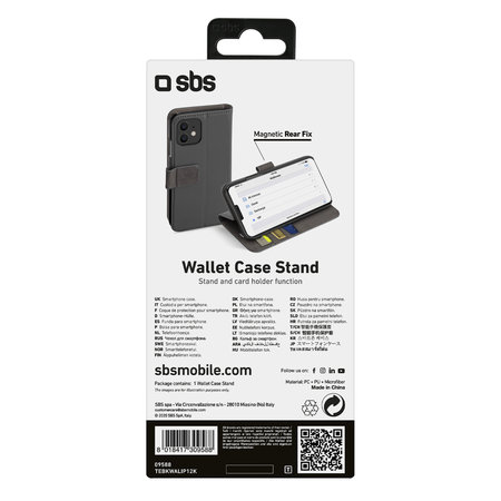 SBS - Book Wallet tok iPhone 12 mini készülékhez, fekete
