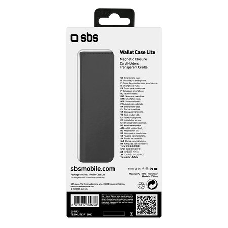 SBS - Tok Book Wallet Lite - iPhone 12 és 12 Pro, fekete