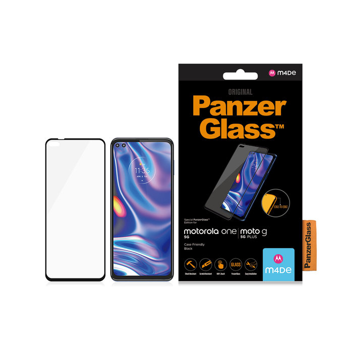 PanzerGlass - Edzett üveg Case Friendly - Motorola Moto G 5G Plus és One 5G, fekete