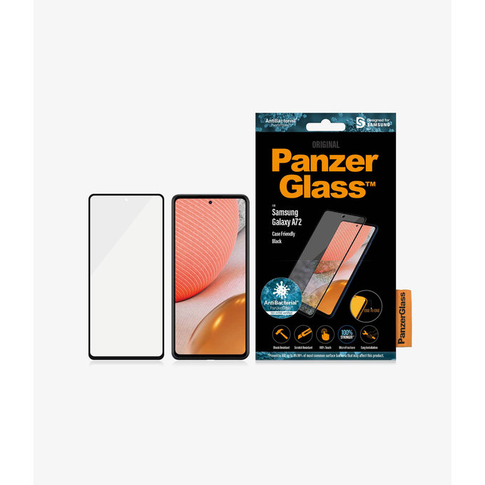 PanzerGlass - Edzett Üveg Case Friendly AB - Samsung Galaxy A72, fekete