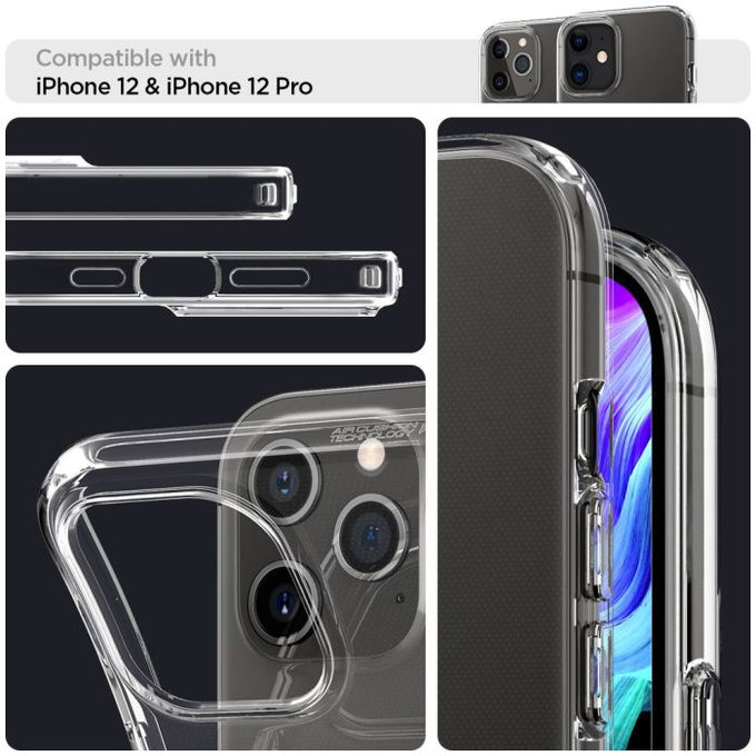 Spigen - Tok Liquid Crystal - iPhone 12 és 12 Pro, Crystal Clear