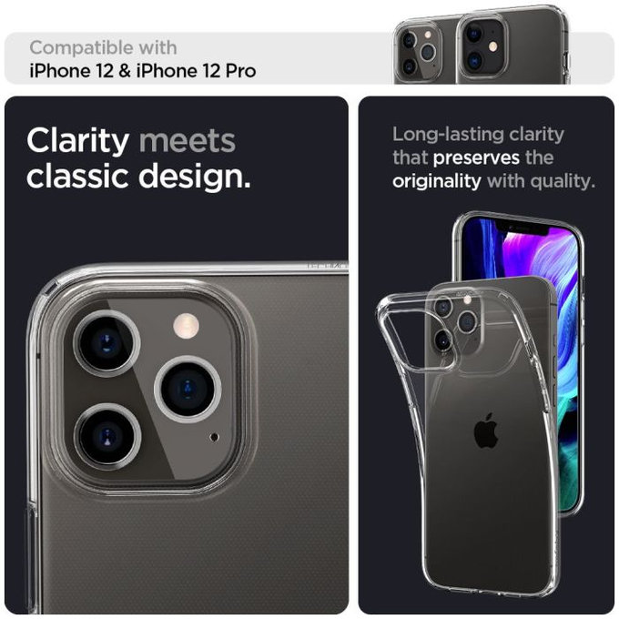 Spigen - Tok Liquid Crystal - iPhone 12 és 12 Pro, Crystal Clear