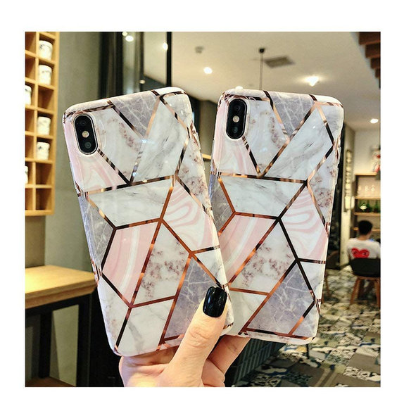 Tech-Protect - Márvány tok iPhone SE 2020/8/7 készülékhez, rózsaszín