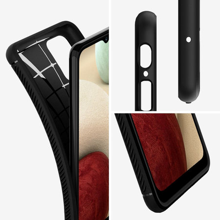 Spigen - Rugged Armor tok Samsung Galaxy A12 készülékhez, fekete