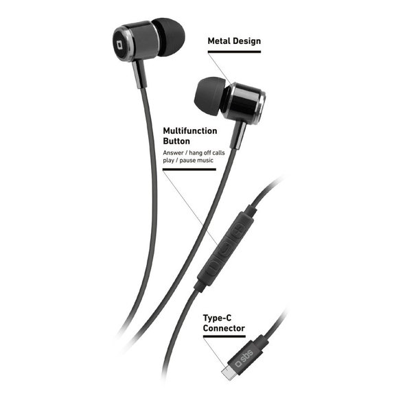 SBS - Fejhallgató Studio Mix 100C mikrofonnal, USB-C, fekete