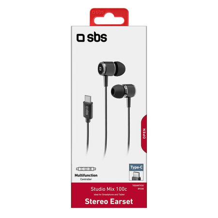 SBS - Fejhallgató Studio Mix 100C mikrofonnal, USB-C, fekete